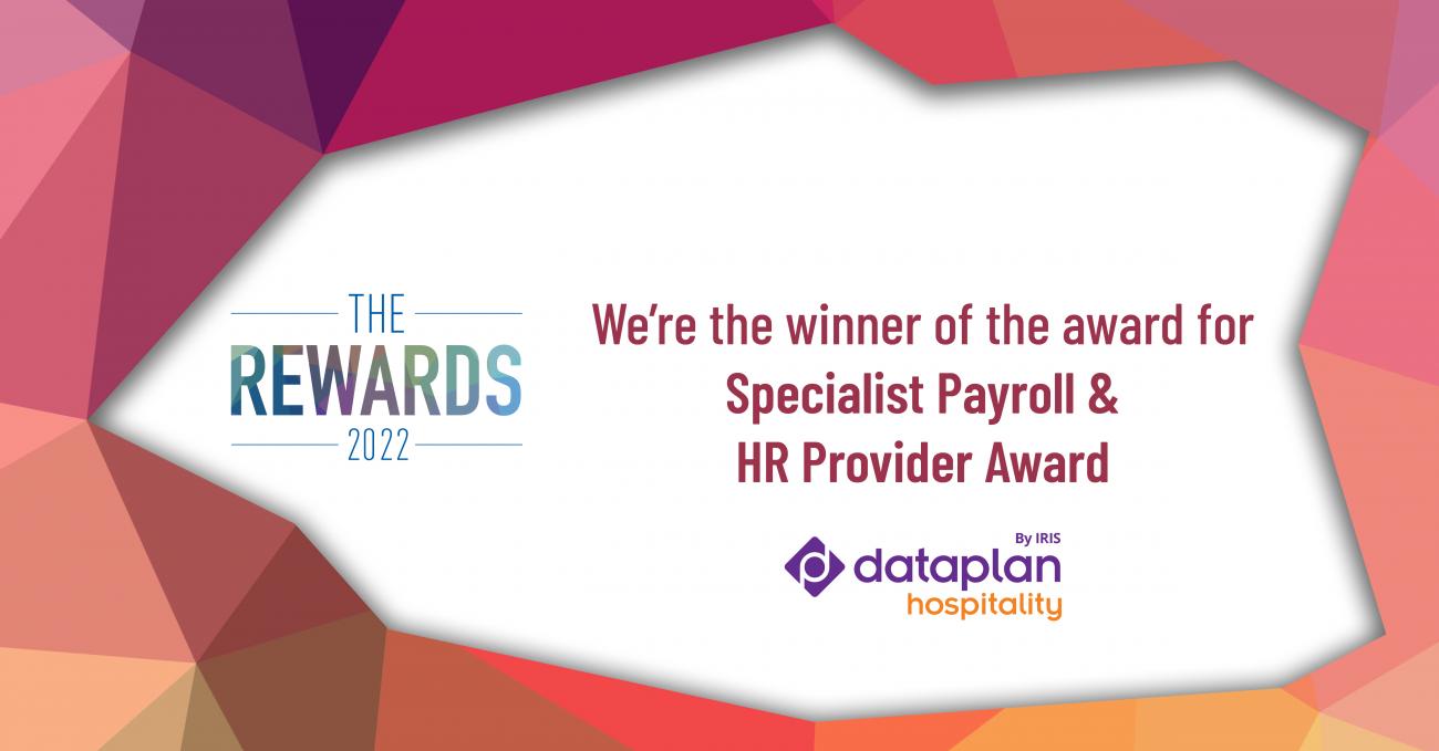 Dataplan Hospitality win Rewards Strategy Specialist Payroll and HR Provider Award
